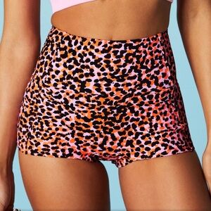 Fabletics High-Waisted Shaping Swim Shorts in Flash Orange Safari Size Small 61